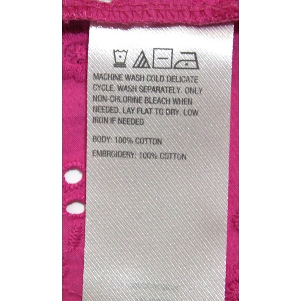 Colleen Lopez Cotton Eyelet Button Up Jacket Pink Fuchsia Women Lightweight Lg - Picture 8 of 10